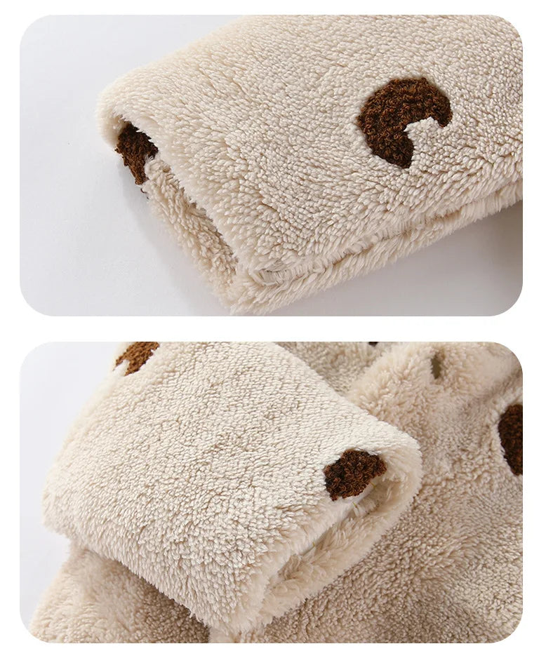 Winter New-born Warm Clothes Cotton Padded Toddler Fur Lining Hoodie Footie Jumpsuits