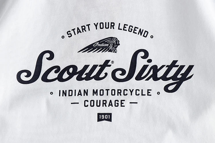 Zomer Nieuw Amerikaans Retro T-shirt met korte mouwen, ronde hals en Indiase letters, eenvoudig, 100% katoen, gewassen, casual, jeugdtops voor heren