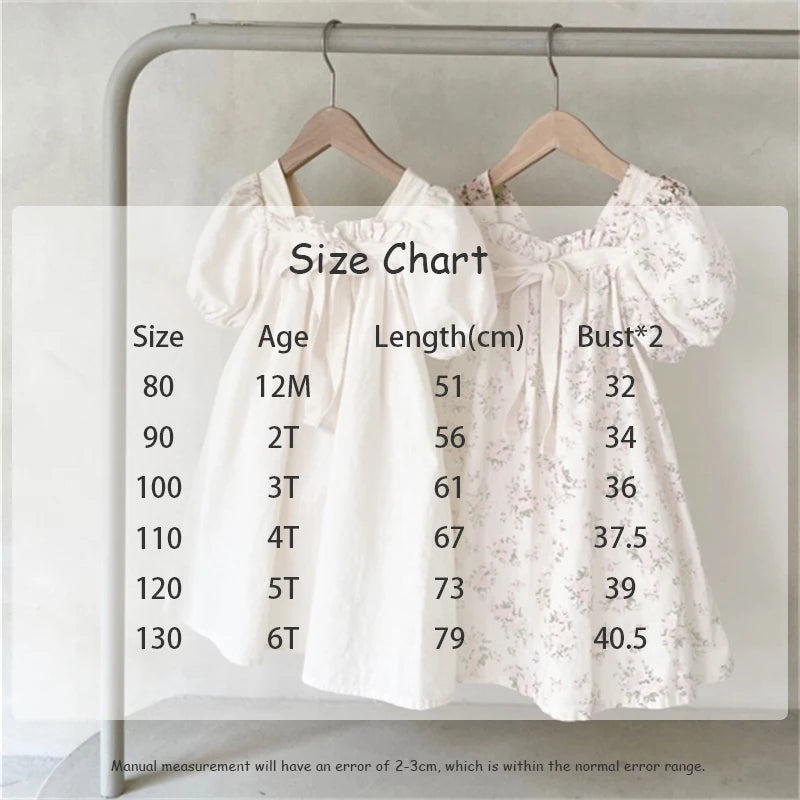 Summer Kids Dress Floral Dress For Girls Short Sleeve A Line Party Dress Girls Clothes 1-6 Years