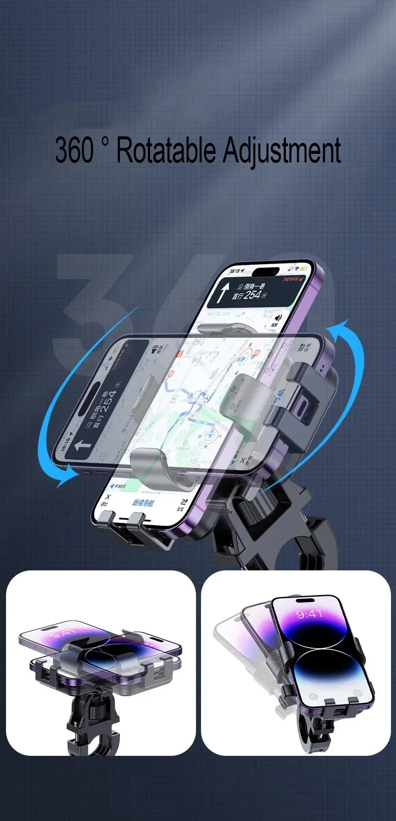 VIKEFON Motorcycle Bicycle Mobile Phone Holder for Electric Vehicle Scooter Cycling Mountain Phone Stand Handlebar Mount