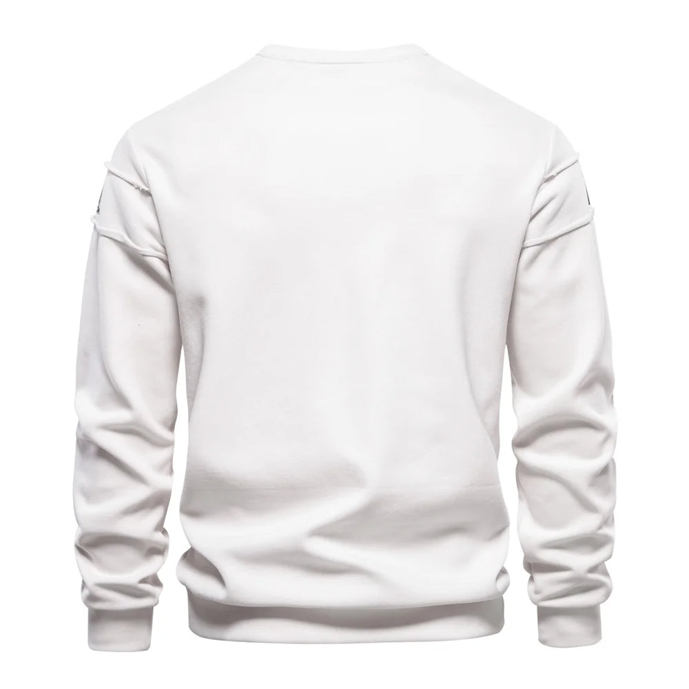 Men's Crew Neck Patchwork Printed Alphabet Sweatshirts Youth O-neck Sportswear Tops