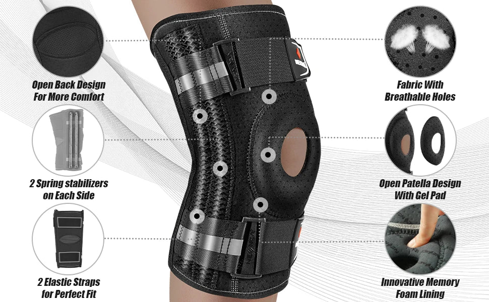Knee Brace For Knee Pain With Patella Gel Pad And Side Stabilizers - Knee Support For Arthritis, Meniscus Tear, & Injury Recovery