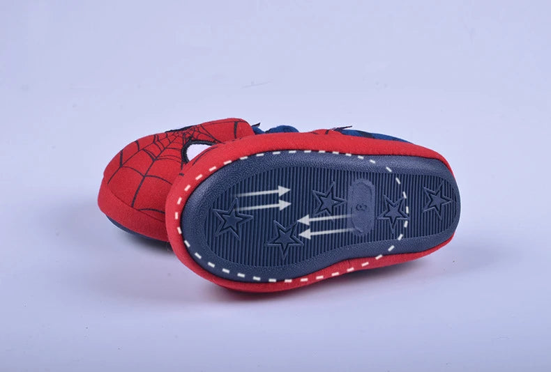 Unisex Adult & Children Indoor Home Slippers Heel Cotton Anti-Skid Floor Children's Shoes Breathable Cartoon Red Slippers Size 26-46