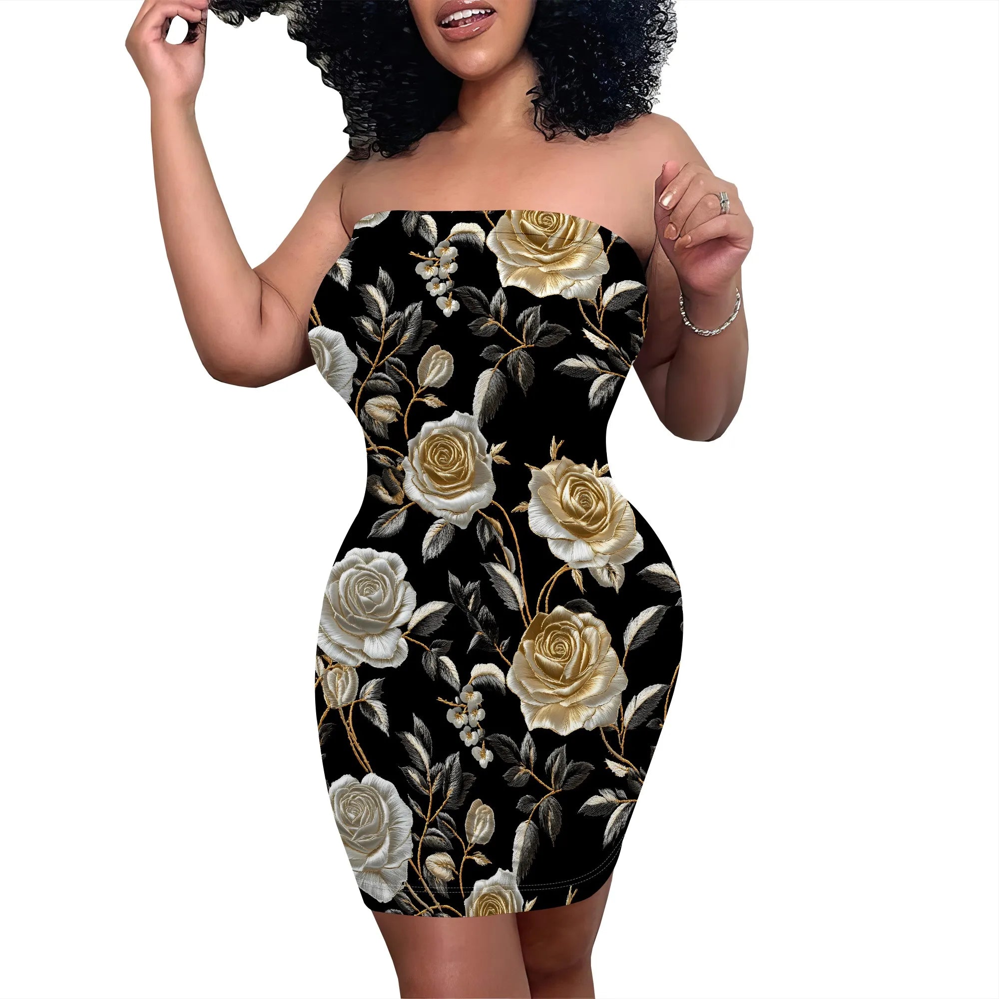 Women's Summer Casual Tube Top Sexy Strapless Bodycon Midi Drees Club Party Dresses