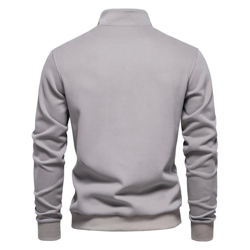 Men's Mock Neck Quarter-Zip Sweatshirts Causal Social Pocket Light-Weight Stand Collar Pullover Sweatshirt for Men