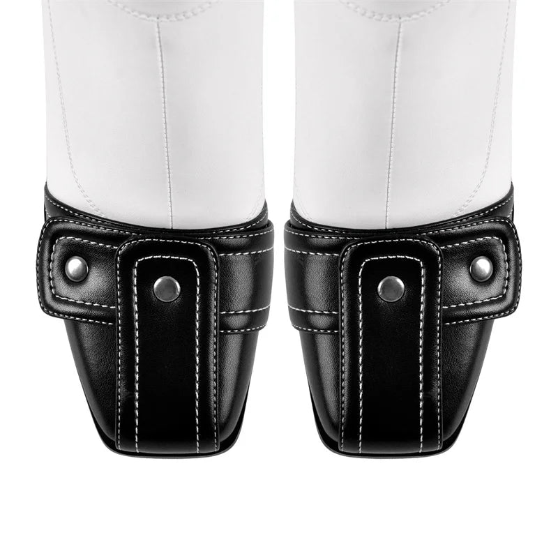 Square Toe Patchwork  Buckle Belt Ankle Boots Fashion Side Zipper Boots