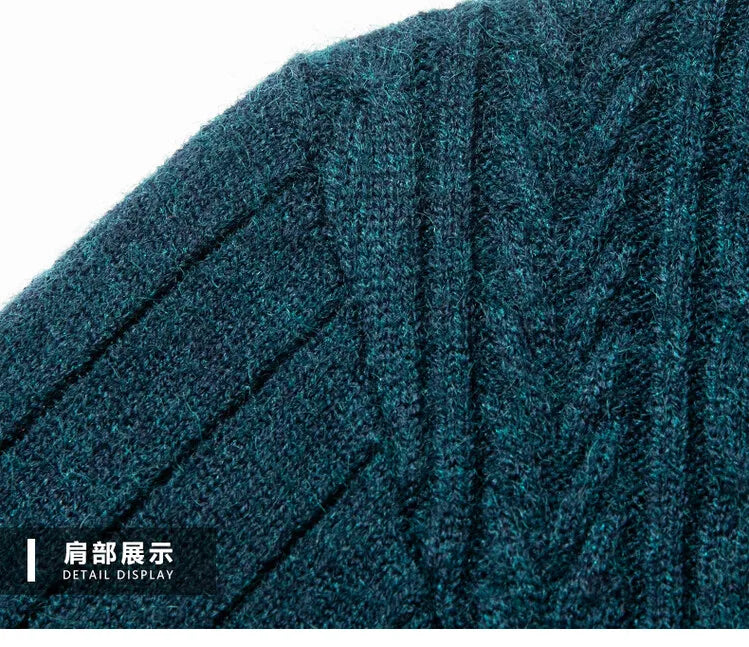 Men's Autumn and Winter Warm Turtleneck O-Neck Sweater, Thickened Slim-Fit Bottoming Shirt, Fine knitted Sweater Sizes M-4XL