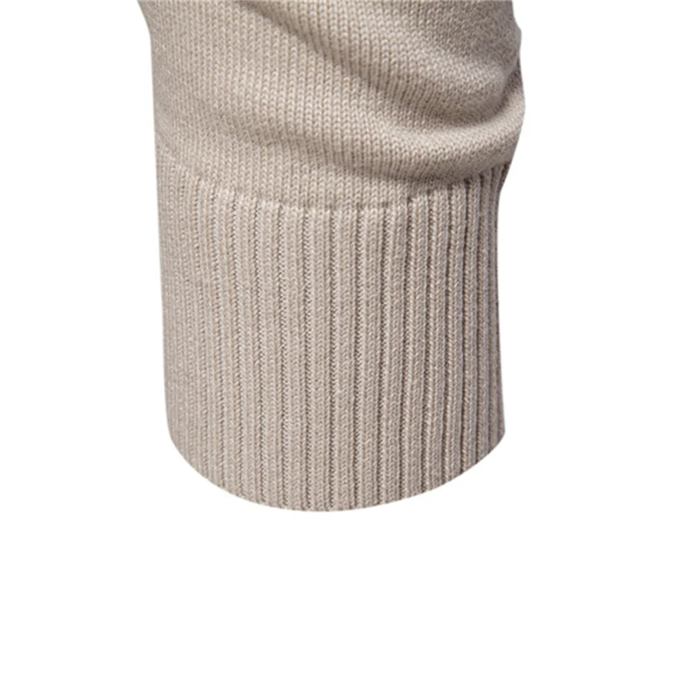 Men's V-neck Solid Cotton Pullover Sweaters Long Sleeve Casual Social Knitted Sweaters for Men