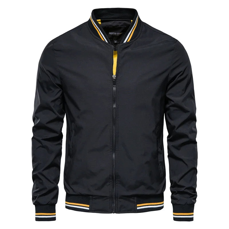Solid Colour Bomber Jacket Men's Casual Slim Fit Baseball Jackets Autumn Fashion High Quality Jackets for Men