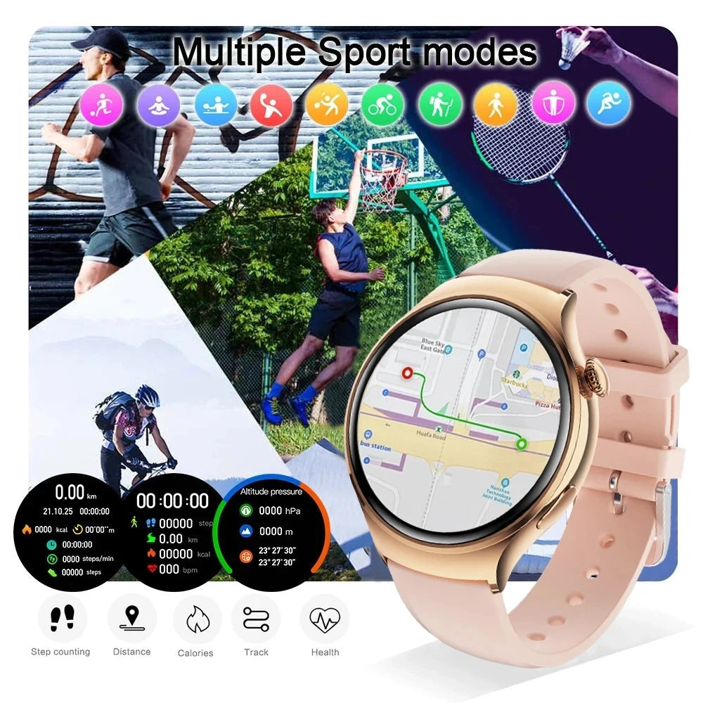 2025 New Lady's Fashion Smart Watch AMOLED HD Screen GPS Sport Heart Rate Bluetooth Call Waterproof Outdoor Smartwatch For Women