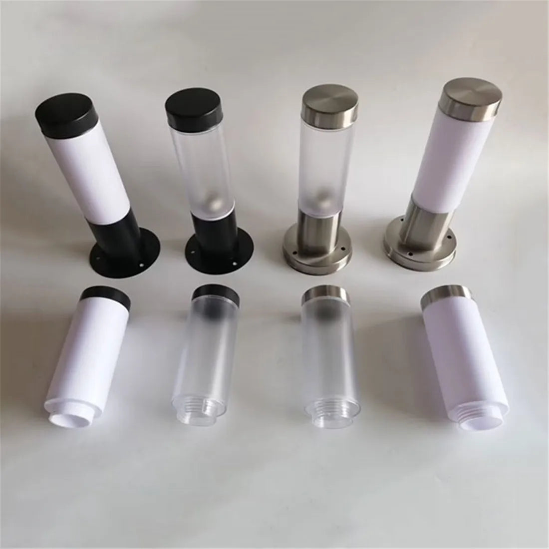 Outdoor White PC Frosted Acrylic Shade Pillar Lamp Landscape Corridor Porch Path Post Light Lamp Pillar Bollard Light for Home