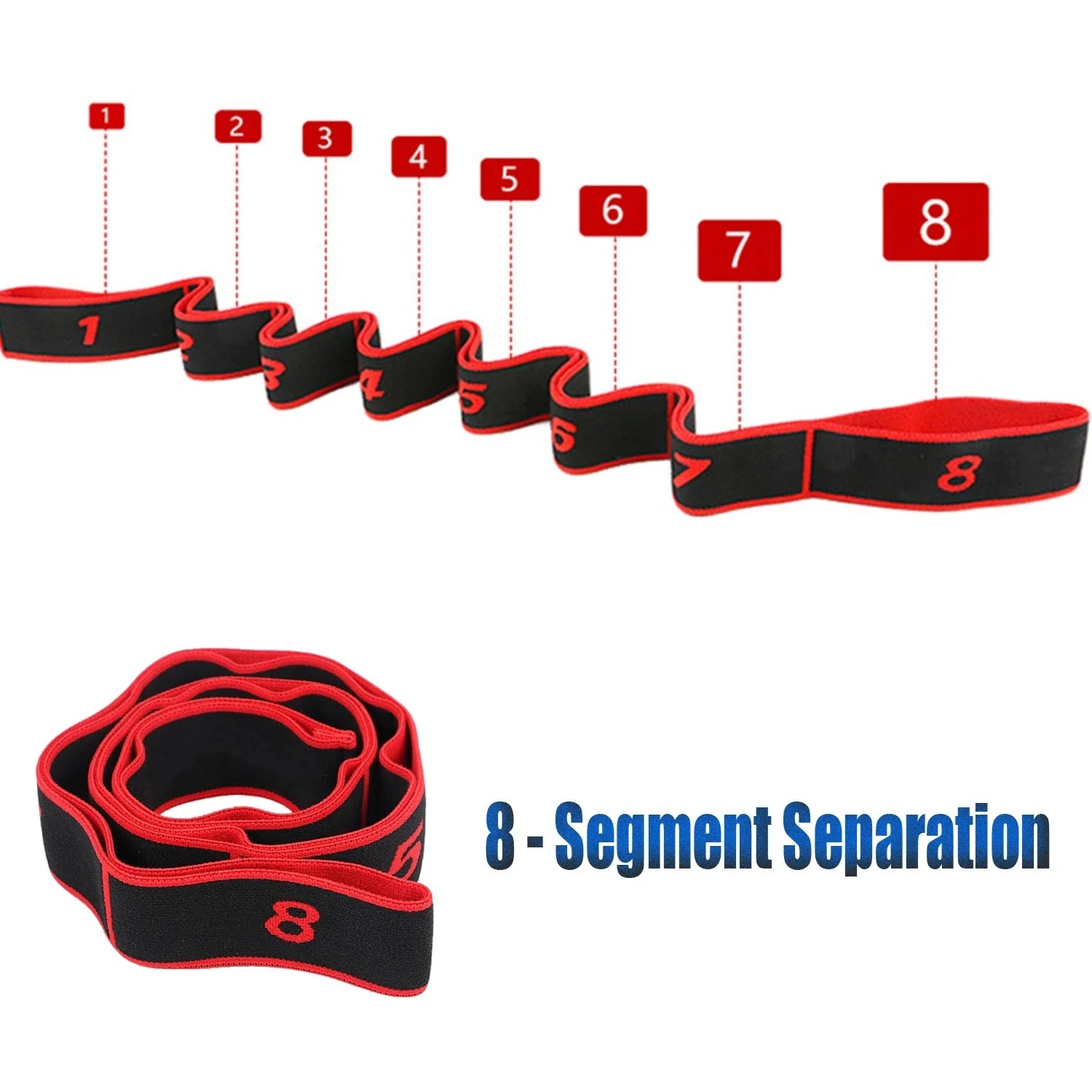 Yoga Stretch Resistance Fitness Bands - Adult High Elasticity & Multi-Segment Yoga Stretching Belt