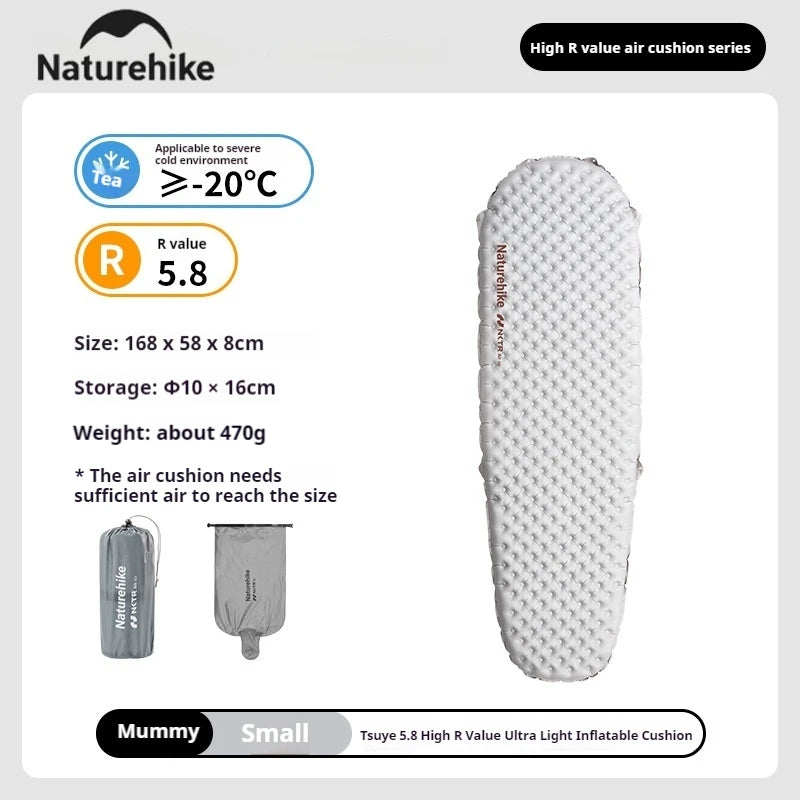 Naturehike R5.8 Inflatable Mattress Thermal Insulation Air Cushion for Hiking Outdoor Sleeping Bed Pad Ultralight Folding Mat