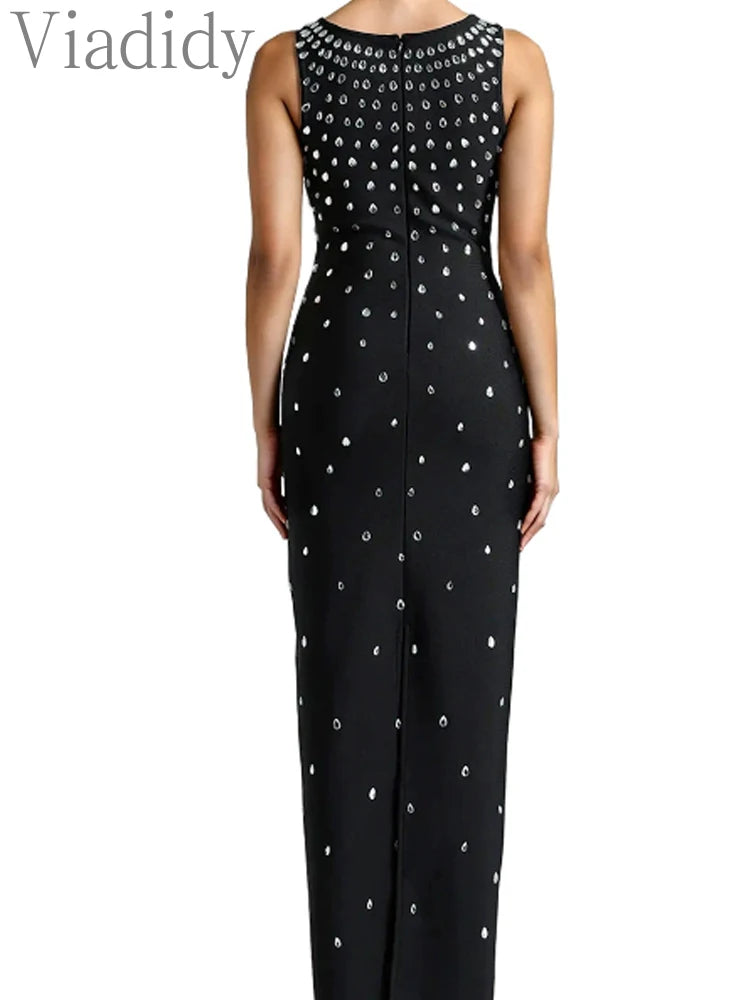Sexy Rhinestones Long Maxi Party Dress