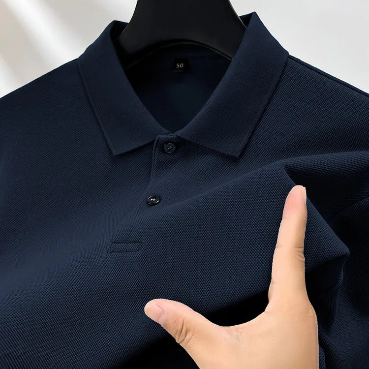 Men's 100% Cotton Polo Shirt, Four Seasons Universal Leisure Long Sleeve, Breathable Lapels T-shirt, Perfect and Durable for Golf Sports