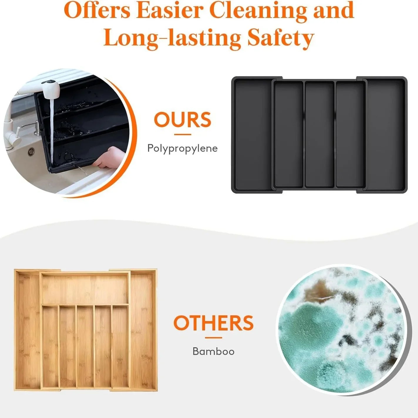 Kitchen Silverware Drawer Organizer Expandable Utensil Tray Adjustable for Spoons Forks Knives Flatware and Cutlery Organizer