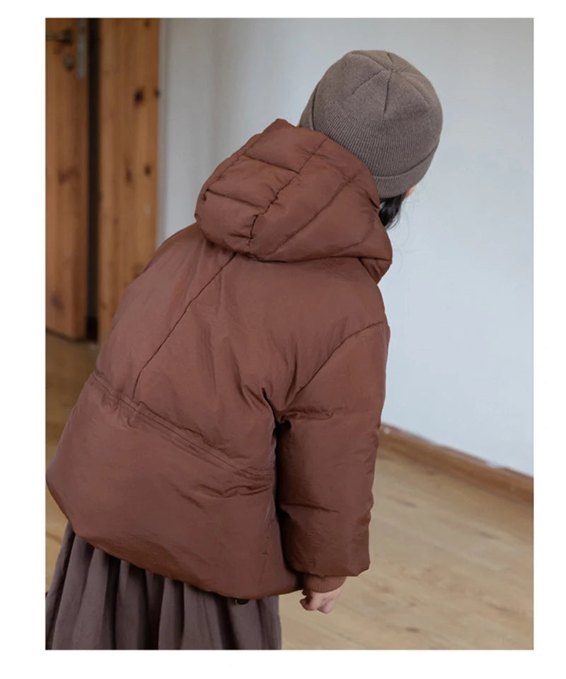 Children's Down Jacket Winter New Kid's Clothing Korean Version Boys Loose Solid Colour Thick Coat Girls Warm Outwear 2-7Y Unisex
