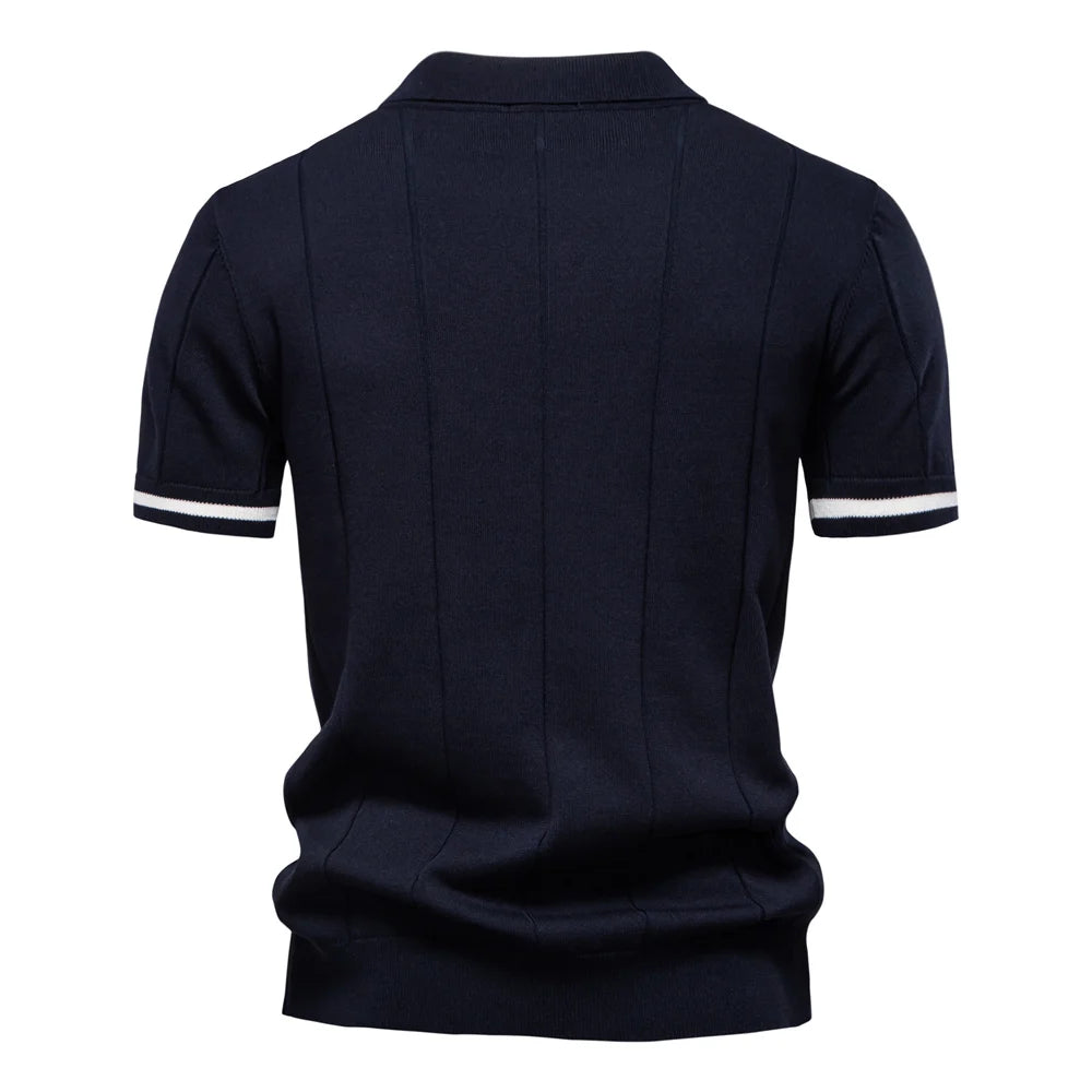 Men's Solid Colour Sport Zipper Polo Shirt Athletic Social Polo Shirts for Men Office Slim Fit Polo