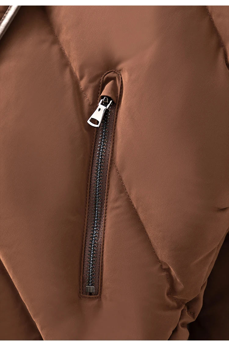 Women's High Quality Luxury Winter Puffer Jacket, White Goose Down Coats For Ladies