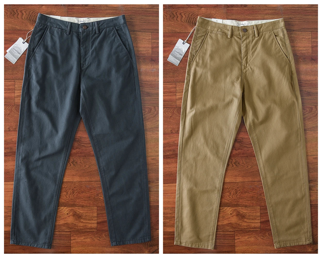 2024 Lente en herfst Nieuwe Amerikaanse retro zwaargewicht geweven keper casual broek Heren eenvoudige 100% katoenen gewassen rechte broek