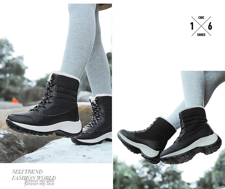 Women's Boots Snow Solid Shoes Woman Platform Women Shoes 2025 Trend Mid Women's High Boots Plush Women Boots Botas Mujer