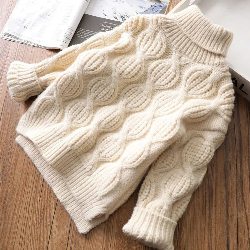 Kids Sweaters Turtleneck Girls Boys Knitwear Children Pullover Warm Kids Base Tops 2-8Y Unisex