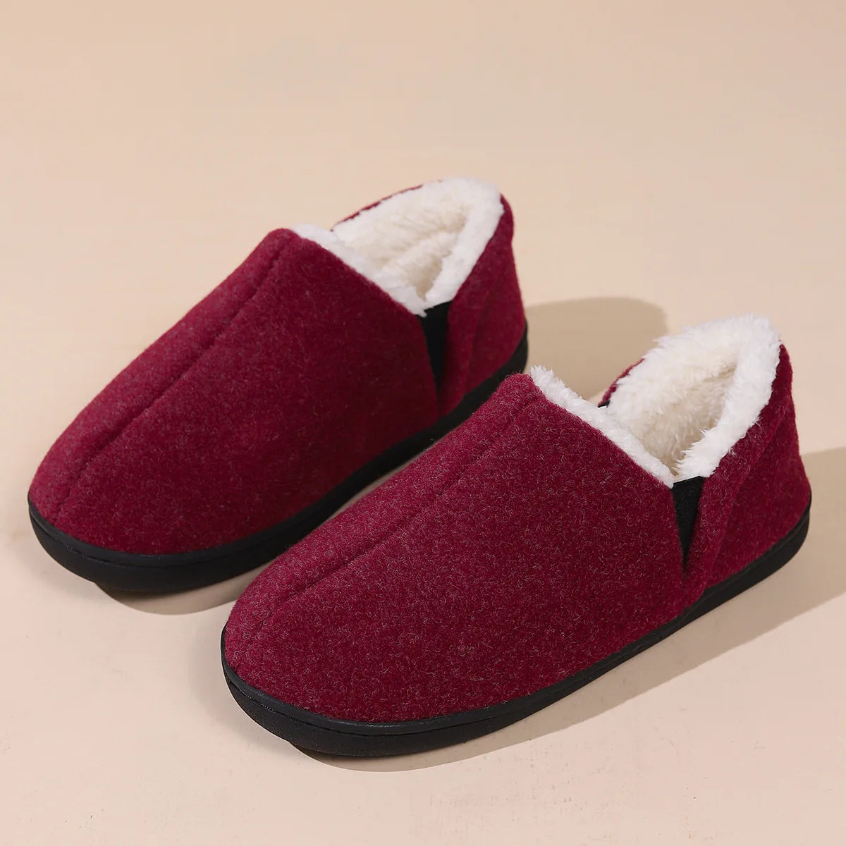 Men's Winter Cotton Slippers Indoor and Outdoor Warm Fuzzy Casual House Shoes With Memory Foam and Anti-Skid Plush Male Shoes