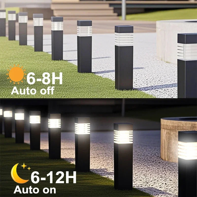 Square LED Solar Ground Lawn Lantern Outdoor Waterproof Garden Pathway Decorative Lights for Courtyard Lawn Patio Balcony