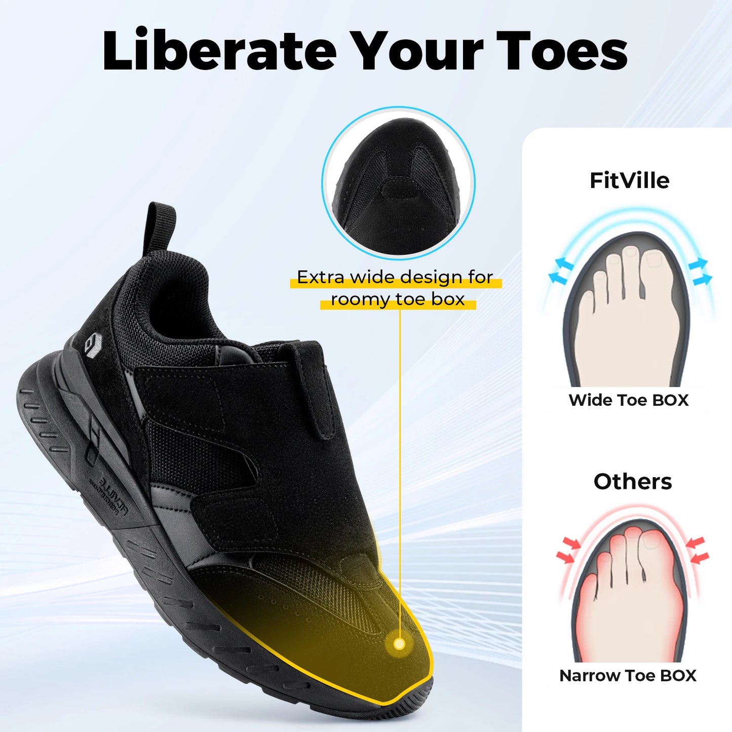 Women's Wide Foot Walking Shoes Sports Shoes Adjustable Easy to Put & Take Off for Wide Feet Lightweight sneakers