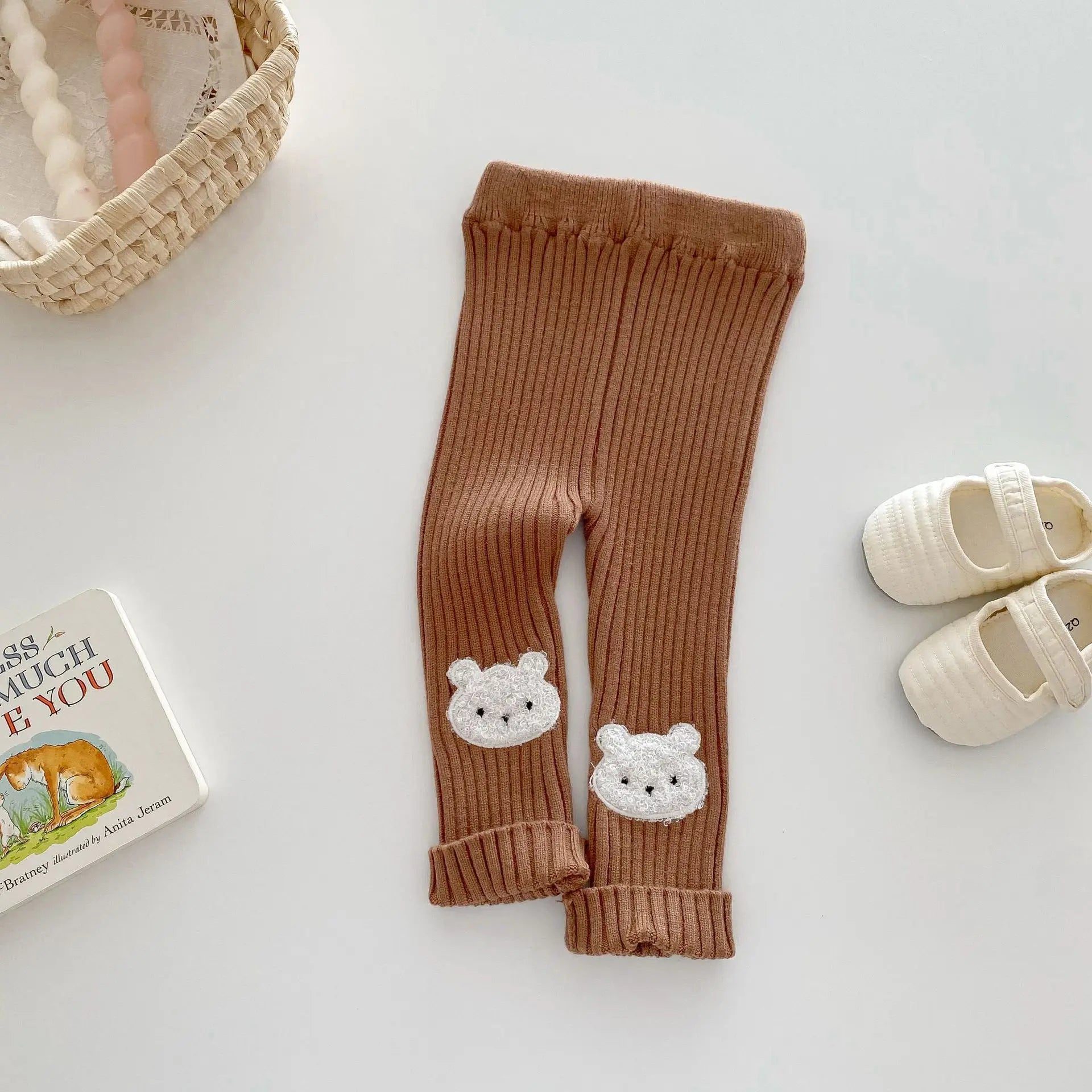 New Autumn Kids Knitted Leggings Girls Cute Cartoon Skinny Pants Children's Baby Pit Strip Trousers 0-5Y Girls