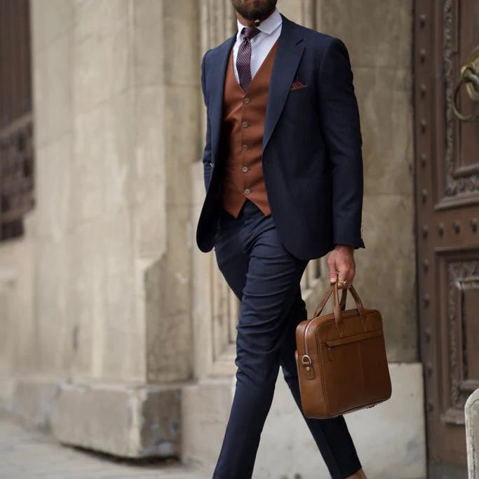 Men's Italian Business Gentleman Slim Suit, Groom Wedding Blazers, Italian Costume - Sizes M to 5XL