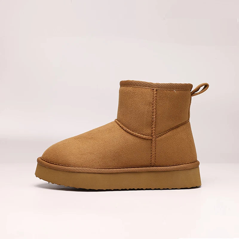 Women's Winter Classic Snow Boots Warm and Comfy Flat Furry Boots Outdoor and Indoor Non-Slip Fluffy Female Cotton Shoes