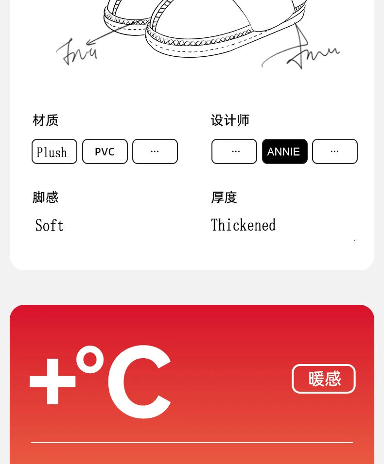 Women's Winter Warm Fur Fluffy Cotton Cosy Slippers With Non-Slip Indoor Plush Bedroom Flat Plush Slides Ladies' Shoes