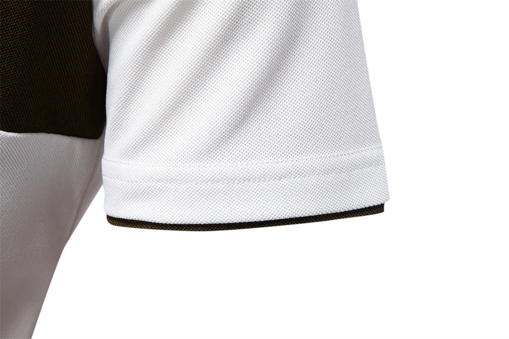 Men's Summer V-Neck Striped Polo Shirt Breathable Slim Fit Polo Shirts for Men Lightweight Casual Athletic Polo