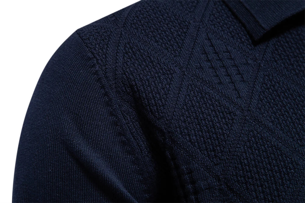 Men's Autumn Cotton Polo Neck Sweaters High Quality Pullover Knitted Sweater England Style Casual Social Pullover For Men
