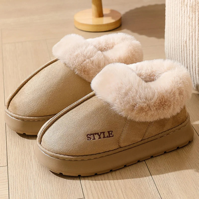 Women's Winter Warm Fuzzy Platform Slippers Suitable As Leisure Indoor and Outdoor Slides Slip On Cosy Fluffy Ladies' Snow Boots