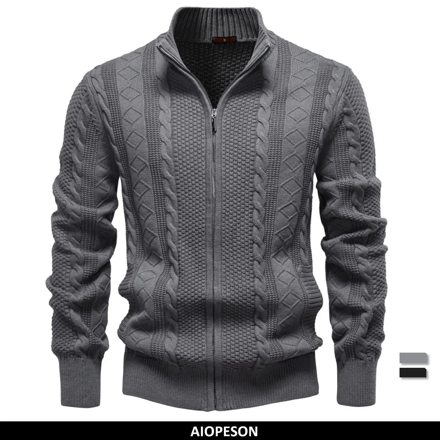 Men's Classic Zip-Up Jacket Cotton Solid Colour Fleece Lined Winter Warm Outdoor Sports Luxury Casual Male Outerwear