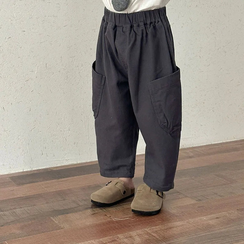 Spring Baby Children's Pants Loose Solid Colour Boys Pants Casual Girls Trousers Kid's Outdoor Pants 1-8Y Unisex