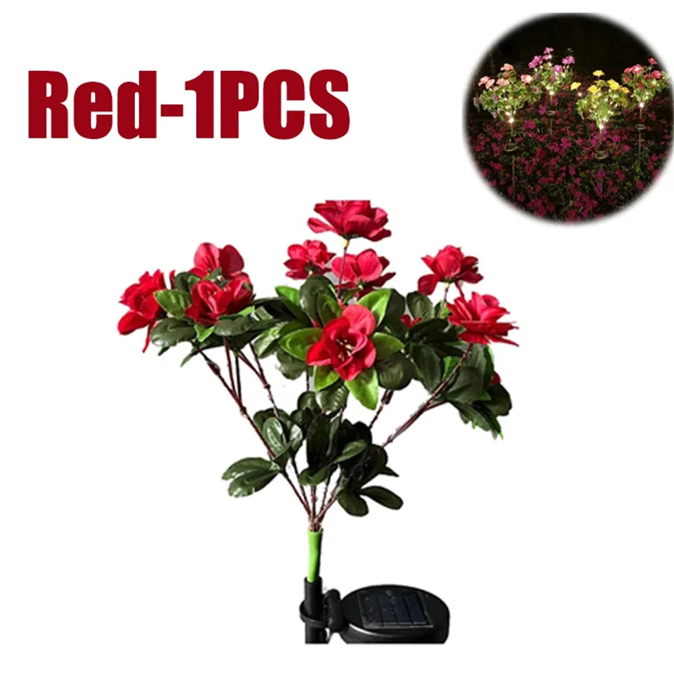 LED Solar Light Azalea Flowers Garden Lamp Home Decorative Light Landscape Orchid Rose LampYard Lawn Path Holiday Wedding Lights