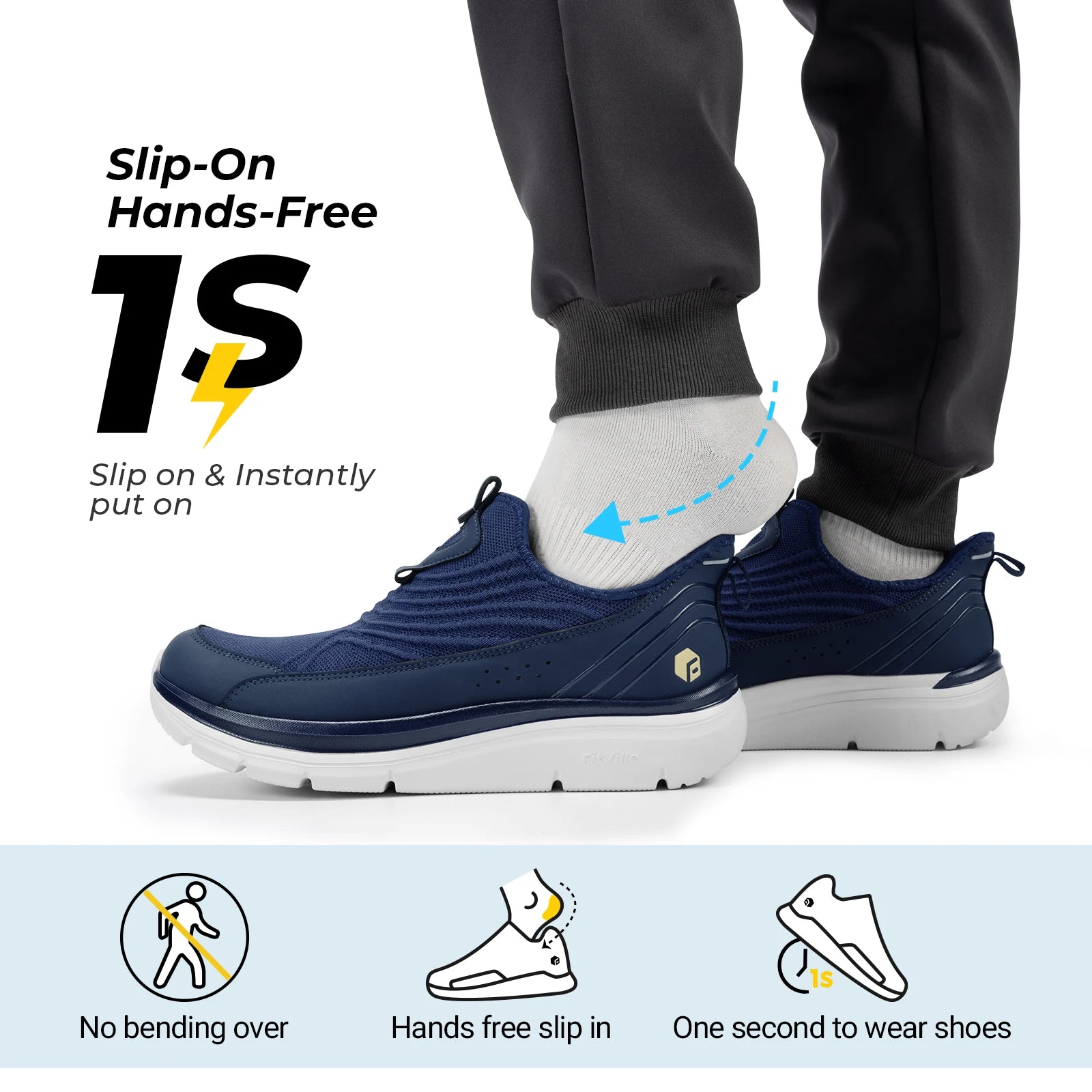 Wide Men's Slip-On Walking Shoes Lightweight Breathable Outdoor Casual Sports Running Shoes Sneakers For Swollen Feet