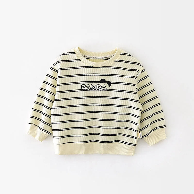 New Spring Kids Hoodie Children Cute Waffle Stripe Sweatshirt Girls Boys Thin Casual Design Pullover Shirt 1-5Y Unisex