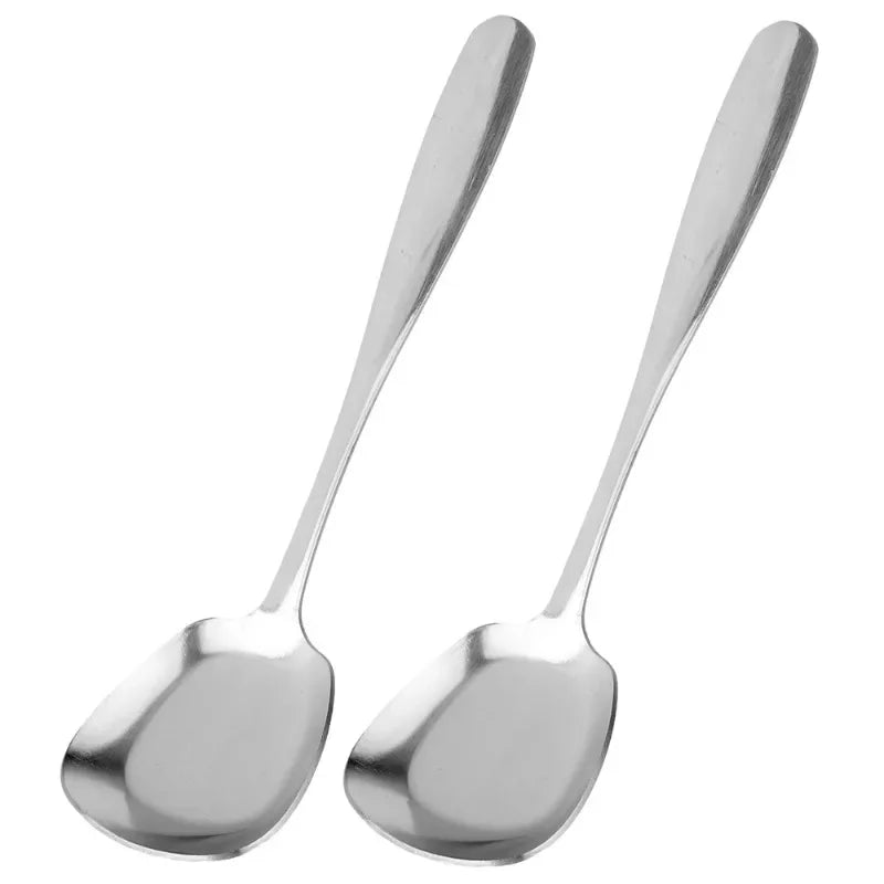 1/2PCS Thicken Long Handle Spoon Stainless Steel Soup Scoop Rice Hot Pot Round Head Spoon Home Kitchen Tableware Cooking Utensil
