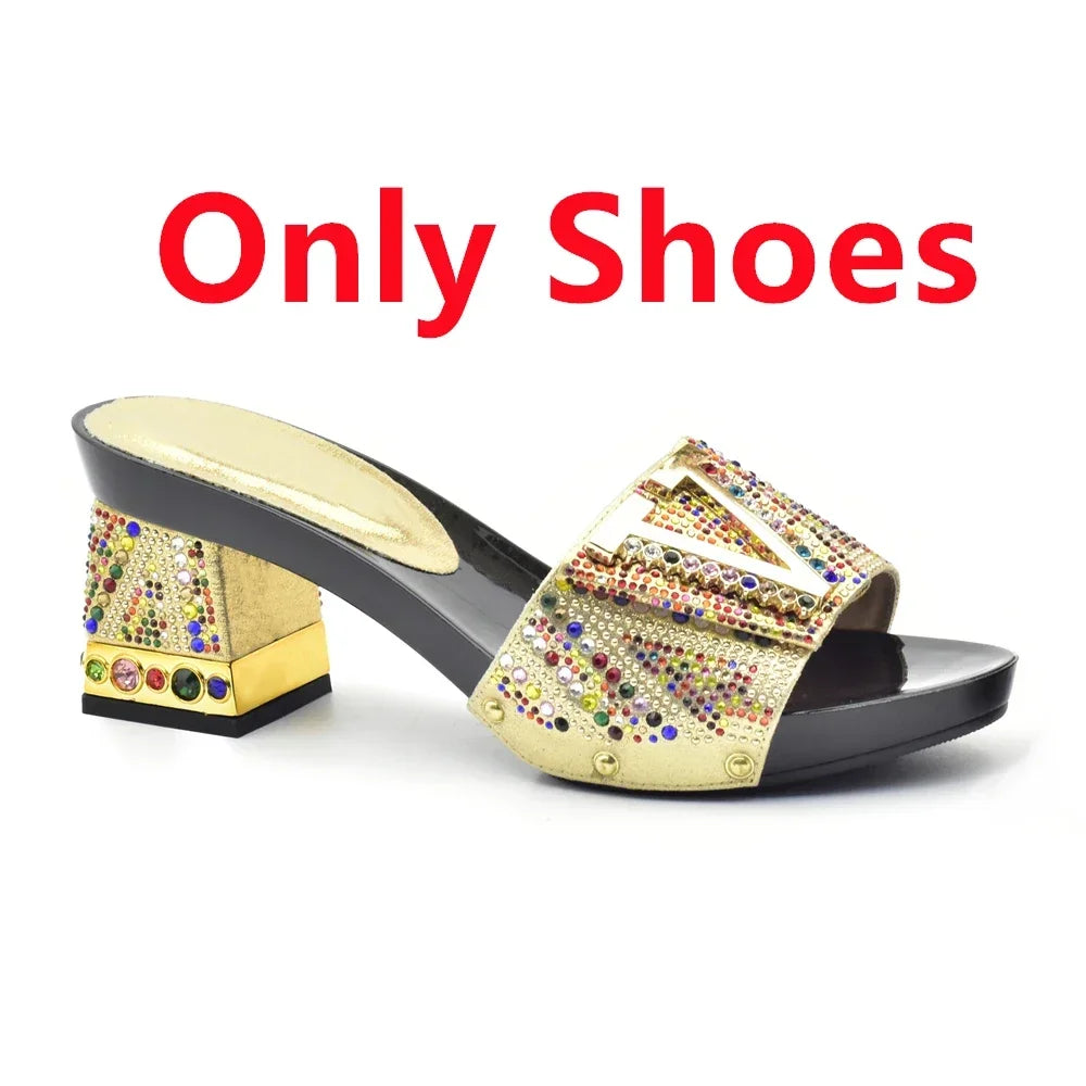 Luxury Shoe and Bag Set for Party in Women Wedding Shoes Woman Bride Rhinestone Design Elegant Shoes for Lady Peep Toe Pumps