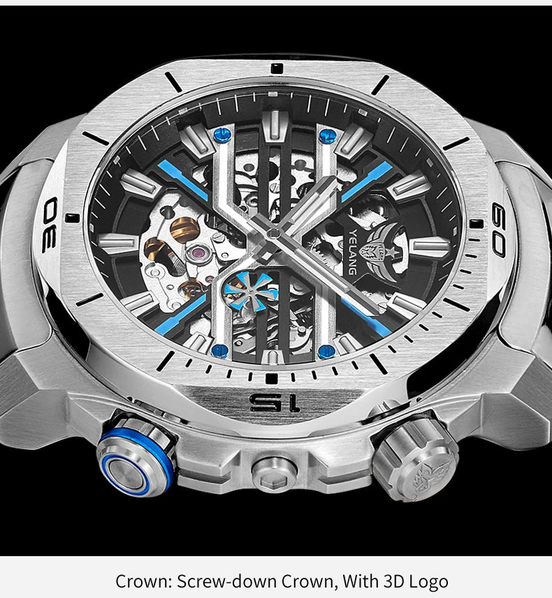 Yelang Men Dress Watch 44mm Vintage Dial Retro Business Luxury Sapphire Japan 8N40 Automatic Mechanical Waterproof 30Bar Reloj