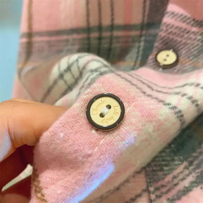 Autumn Kid's Shirts Boys Vintage Plaid Shirt Girls Casual Turn Down Collar Blouse Children's Base Tops 2-7Y Unisex