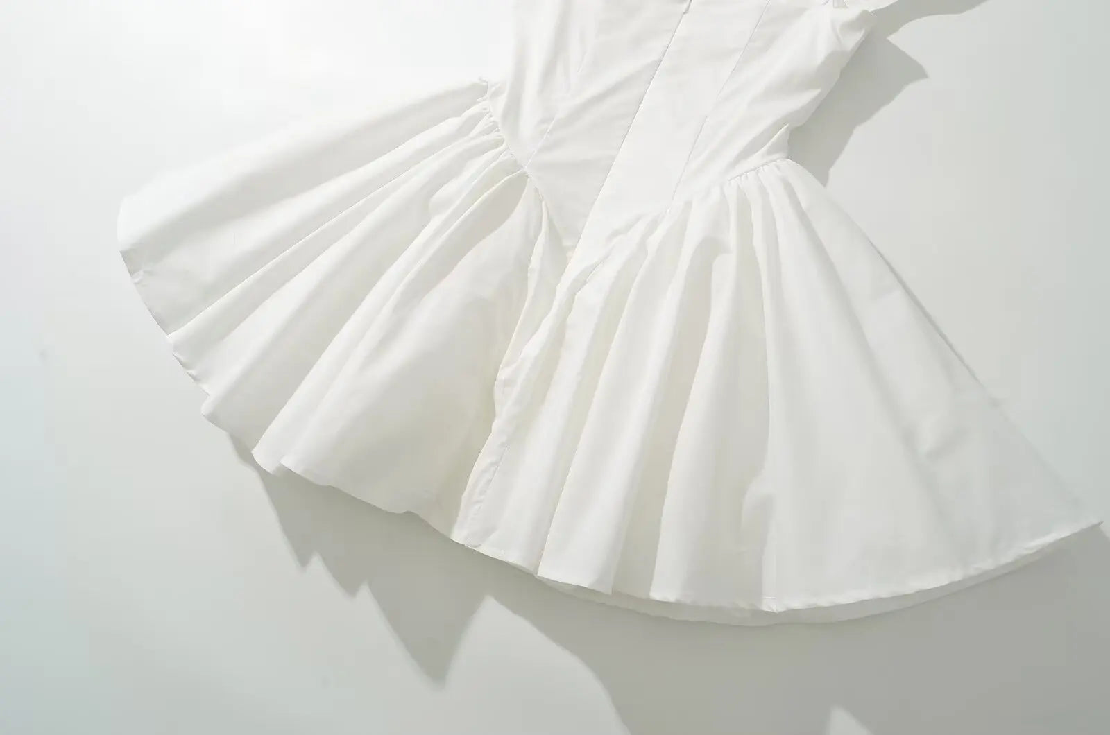 Summer Women Sexy Fit And Flare White Mini Dresses Short Sleeve Low Waist Elegant Party Dress Ladies Bridesmaids Robe