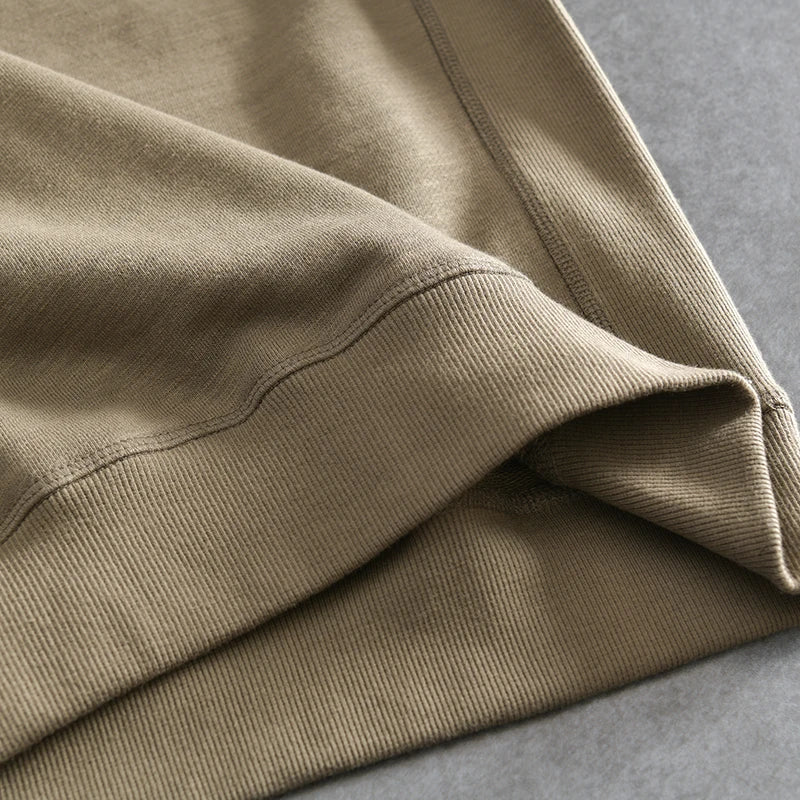 Lente Nieuwe Amerikaanse Retro Lange Mouw O-hals Effen Kleur Sweatshirts Heren Eenvoudige 100% Katoen Gewassen Trui Casual Sportkleding