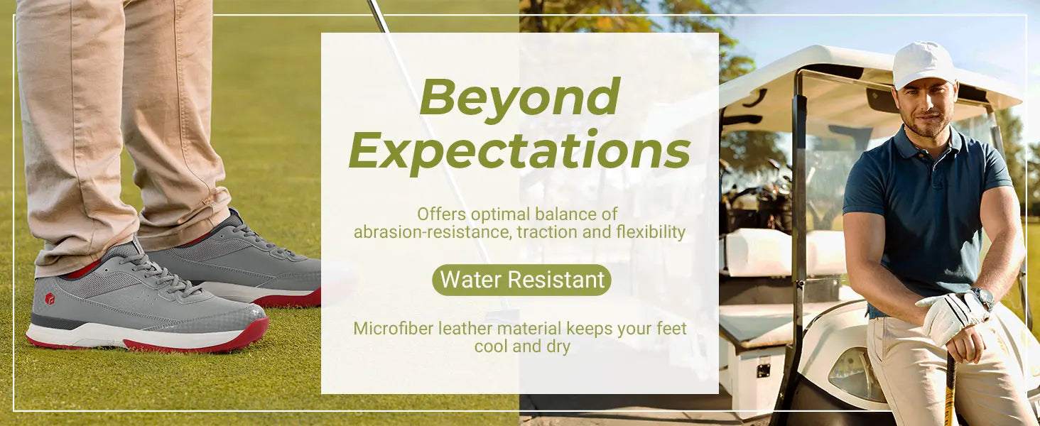 Men's Wide Golf Shoes Professional Outdoor Water Resistant Golf Shoes for Course with Spikes