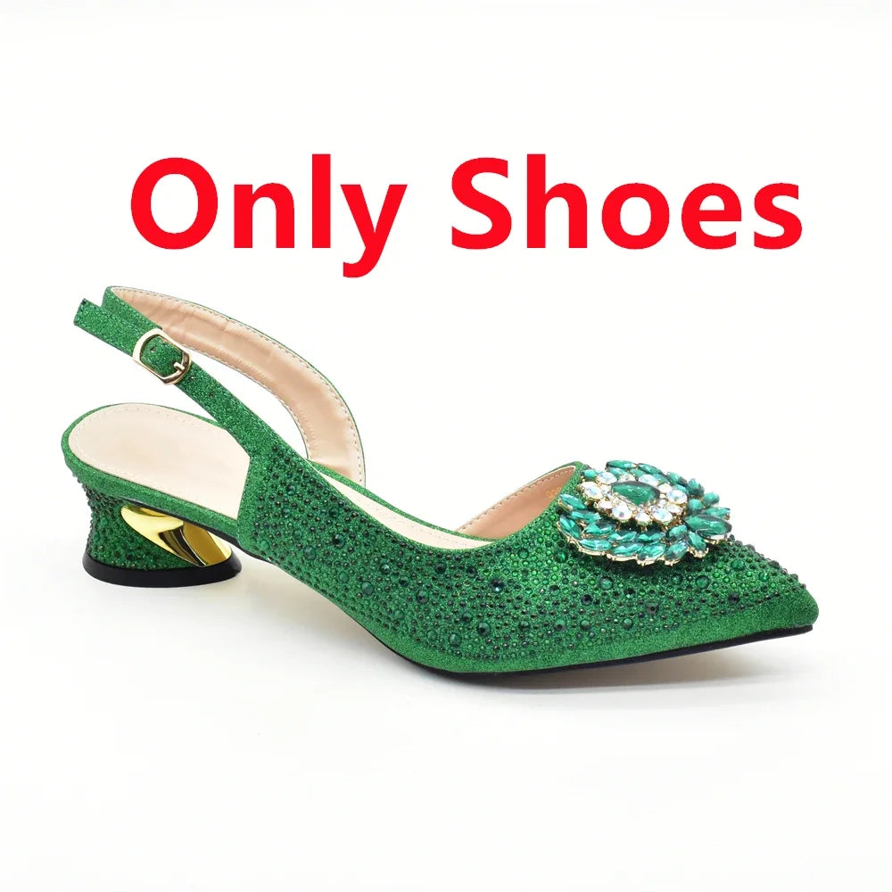 African Women Heel Shoes and Bag Party Set Italian Design with Matching Clutch Bag for Ladies' Wedding