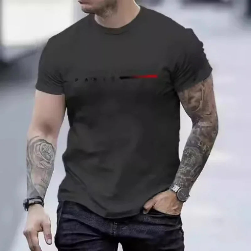 PARIS Men’s Casual 2-Piece Tracksuit Set – Letter Print T-Shirt & Shorts Summer Sportswear Outfit